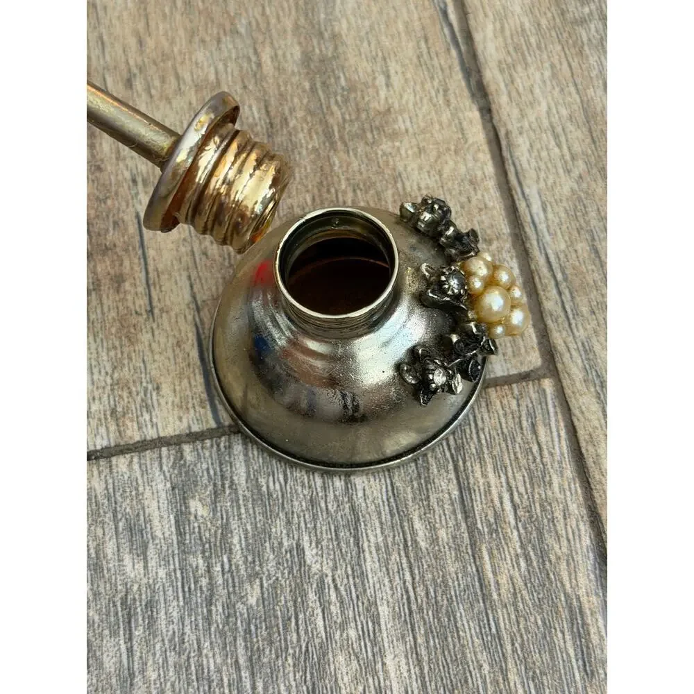 Old Thumb Pump Oil Oiler Can Rhinestones & Peals Mini Sewing Machine